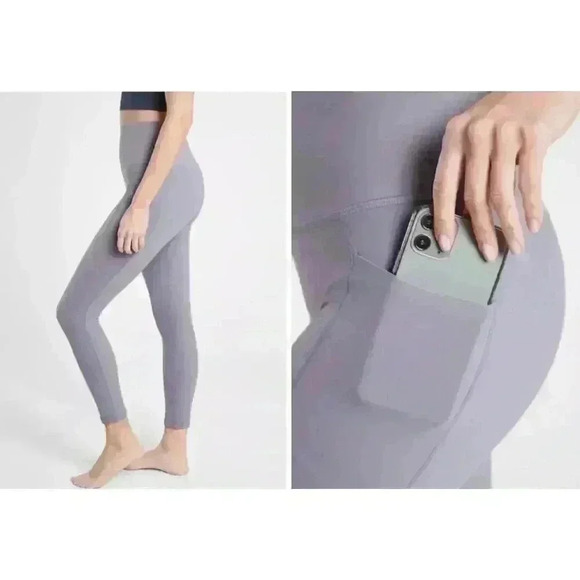 Athleta Violet Purple Salutation Stash Pocket II 7/8 Tight Leggings Small - Picture 2 of 10